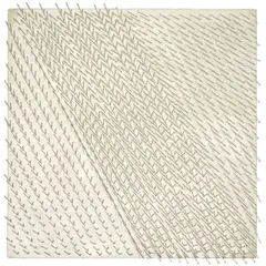 Günther Uecker, Diagonale Teilung, 1965, Nägel auf Leinwand auf Holz, weiß bemalt