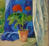 August Macke, Geranie mit Gardine (Geranium mit Gardine), 1909, Öl auf Leinwand