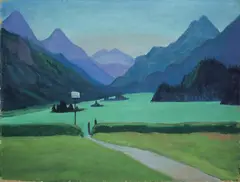 Silser See“ (Engadin) by Gabriele Münter, 1927, Öl auf dünnem Karton, auf Pappe aufgezogen, sold Nov 2010