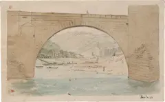 Caspar David Friedrich, Alte Elbbrücke bei Meißen“. Frühestens 1816, Aquarell und Bleistift auf Velin