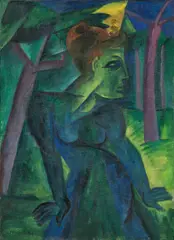 Conrad Felixmüller, Frau im Wald (Wiesbaden), 1918, Öl auf Leinwand