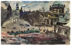 Lovis Corinth, Schloßfreiheit, 1923, Aquarell, Tuschpinsel und Deckweiß auf Papier (Prägestempel: Hand mit Axt und die Initialen G. H.)