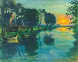Max Pechstein, Die ersten Sonnenstrahlen am Mühlengraben, Um 1934, Öl auf Leinwand