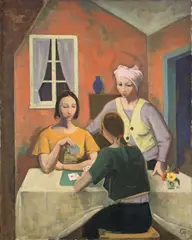 Karl Hofer, Kartenspielende Mädchen, Um 1944, Öl auf Leinwand