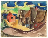 Jershöft (Pommern) by Karl Schmidt-Rottluff, 1921, Aquarell und Tuschpinsel über Bleistift auf Velin, sold Nov 2012