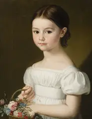 Quido Mánes, Portrait of a Girl with a Basket of Flowers, 1870s, Oil on canvas
