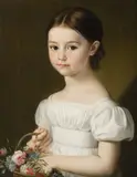 Quido Mánes, Portrait of a Girl with a Basket of Flowers, 1870s, Oil on canvas