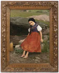Jaroslav Špillar, Girl in a Folk Dress, 1891, Oil on cardboard