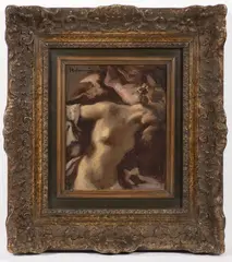 Nude by Hugo von Habermann, Around 1900, Oil on cardboard, sold Dec 2022