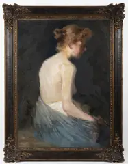 Helena Emingerová, Semi Nude, Around 1900, Oil on canvas on cardboard