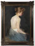 Helena Emingerová, Semi Nude, Around 1900, Oil on canvas on cardboard