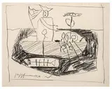 Roy Lichtenstein, Washington Crossing the Delaware, 1951, Wax pencil on paper