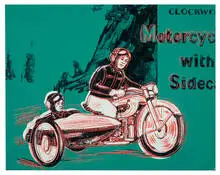 Andy Warhol, Motorcycle with Sidecar (from Toys Series), 1983, Acrylic with screenprint inks on canvas