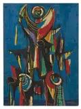 Figure by the Sea by Emerson Woelffer, 1947, Oil on canvas, sold May 2019