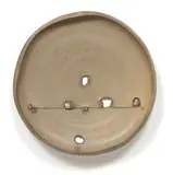 Wall-hanging charger by Peter Voulkos, Stoneware with porcelain pass-throughs and partial cobalt oxide slip/engobe and clear glaze, sold May 2019