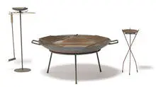 Stan Hawk, Fire pit, tool holder, and candle stand (3), c. 1950, Hawk House
