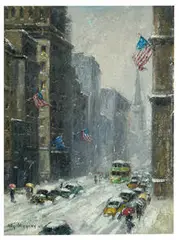 Guy Wiggins, Street Scene, Oil on canvas