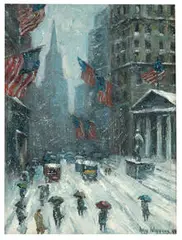 Guy Wiggins, Street Scene, Oil on canvas