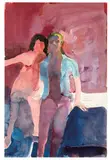 Paul Wonner, Untitled (Two Figures), Watercolor, gouache, and graphite on paper