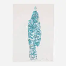 Kiki Smith, Untitled (Blue Bird), 2010, ink, pencil and glitter on Losin