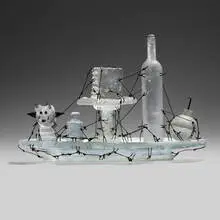 Life Still (Boat) by Hank Murta Adams, 2007, cast glass, sand, patinated copper, sold May 2024