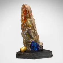 Bertil Vallien, Entrance Leaning Canoe, 1989, sand-casted glass, stone