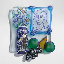 Richard Jolley, Still Life with Daffodil Vase, 1990, hand-blown and sandblasted glass