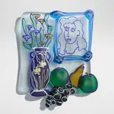 Richard Jolley, Still Life with Daffodil Vase, 1990, hand-blown and sandblasted glass