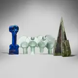 Collection of three works by Howard Ben Tré, Ann Wolff, and John Cook, cast glass, sold May 2024