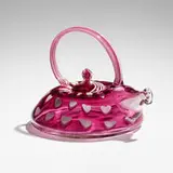 Early Hearts Teapot by Richard Marquis, 1979, hand-blown glass, murrine, sold May 2024