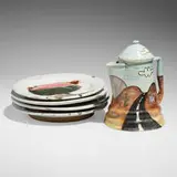 Richard Marquis, Eat 43 Miles coffee pot and four Strawberry Sundae dinner plates