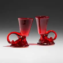 Bob Naess, Nose cups, pair, c. 1980, hand-blown glass