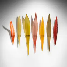 Lino Tagliapietra, Masai group, c. 2015, fused glass with battuto and inciso surface, nickel-plated brass mounts