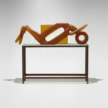 Rick Beck, In Repose, 2005, cast glass, steel