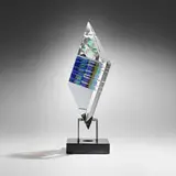 Toland Sand, Untitled, 2001, ground, polished, and laminated optical crystal, stainless steel, granite