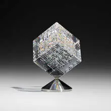 Matrix Rising by Jon Kuhn, 2003, ground, polished, and laminated glass, stainless steel, sold May 2024