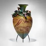 William Morris, Beetles with Flora vase (from the Flora & Fauna series), 1999, hand-blown, vitrified and sculpted glass, steel base
