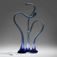 Blue Ruby Purple Implied Movement by Harvey Littleton, 1987, hand-blown, cut, and polished glass, sold May 2024