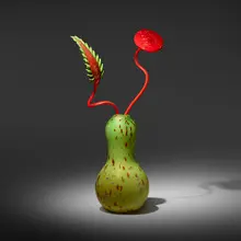 Dale Chihuly, Ruby Dappled Chartreuse Ikebana with Fiery Red Stems, 2001, hand-blown glass with gold foil inclusions