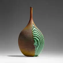 Tsuchida Yasuhiko, Tall vessel (from the Bamboo series), 2001, hand-blown glass, partial battuto surface
