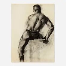 John R. Grabach, Figure Study, charcoal on paper