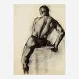John R. Grabach, Figure Study, charcoal on paper
