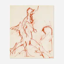 Abstract Figure by Mercedes Matter, conté on paper, sold May 2024