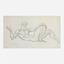 Untitled by Donald De Lue, 1954, graphite on paper, sold May 2024