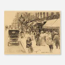 Stuart Davis, New York City Street Scene, 1919, charcoal on paper