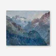John Joseph Enneking, A View in the Swiss Alps, 1872, oil on board