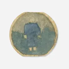 James Castle, Untitled (Blue Figure), colored pulp on found paper