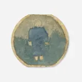 James Castle, Untitled (Blue Figure), colored pulp on found paper