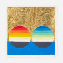 Herbert Bayer, Afterglow, 1971, acrylic and gold leaf on Arches