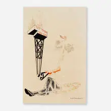 Wake Up & Sing by Louis Lozowick, 1965, mixed media on paper, sold May 2024